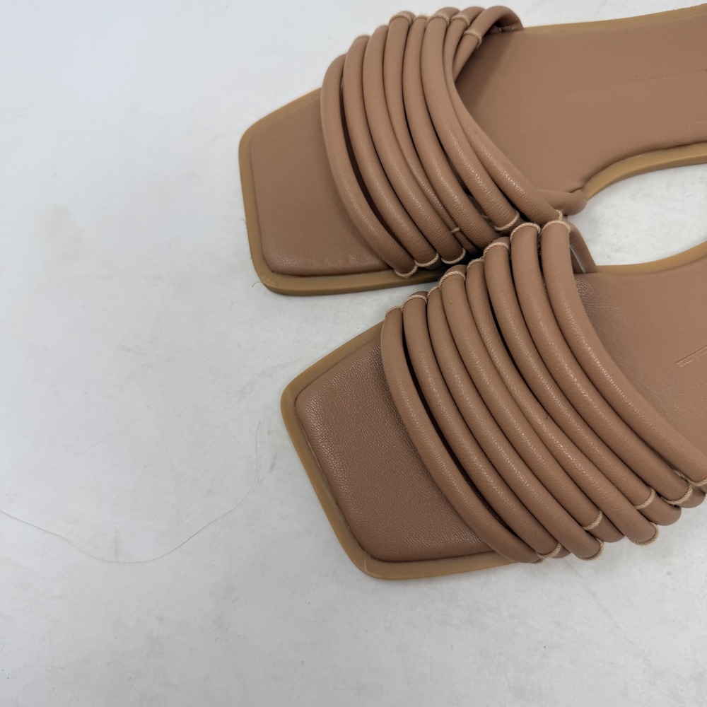 Dolce Vita Indre Slide Sandals Tan Brown Square Toe Flat Strappy Shoes Size 8 - Picture 2 of 10